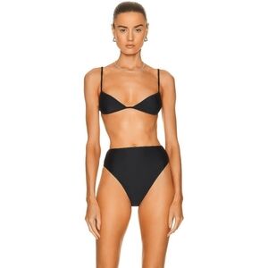 NWT SIR. The Label Roy Balconette Top High Cut Bottom Black Bikini Set XS